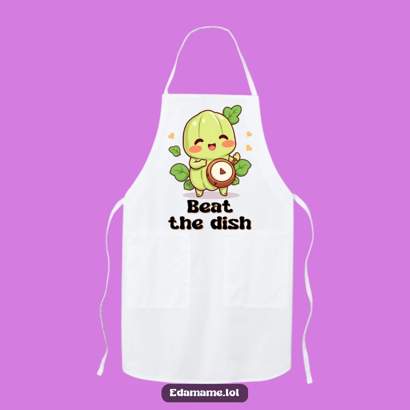 Funny Happy Edamame Drummer Apron - Joyful Rhythms Chef's Wear for Musical Meals