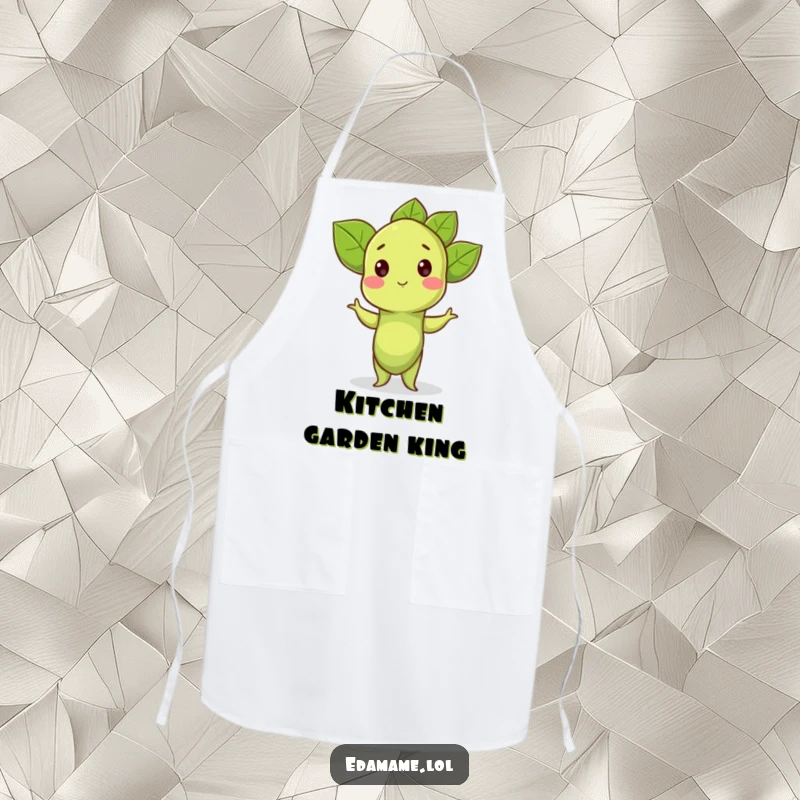 Funny Apron: A proud edamame sprout strikes a pose, ready for humorous kitchen adventures.