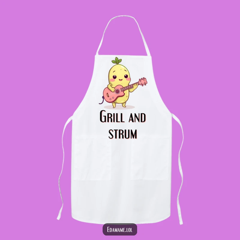 Funny Edamame Guitarist Apron: Cook Up a Storm with Musical Flair!