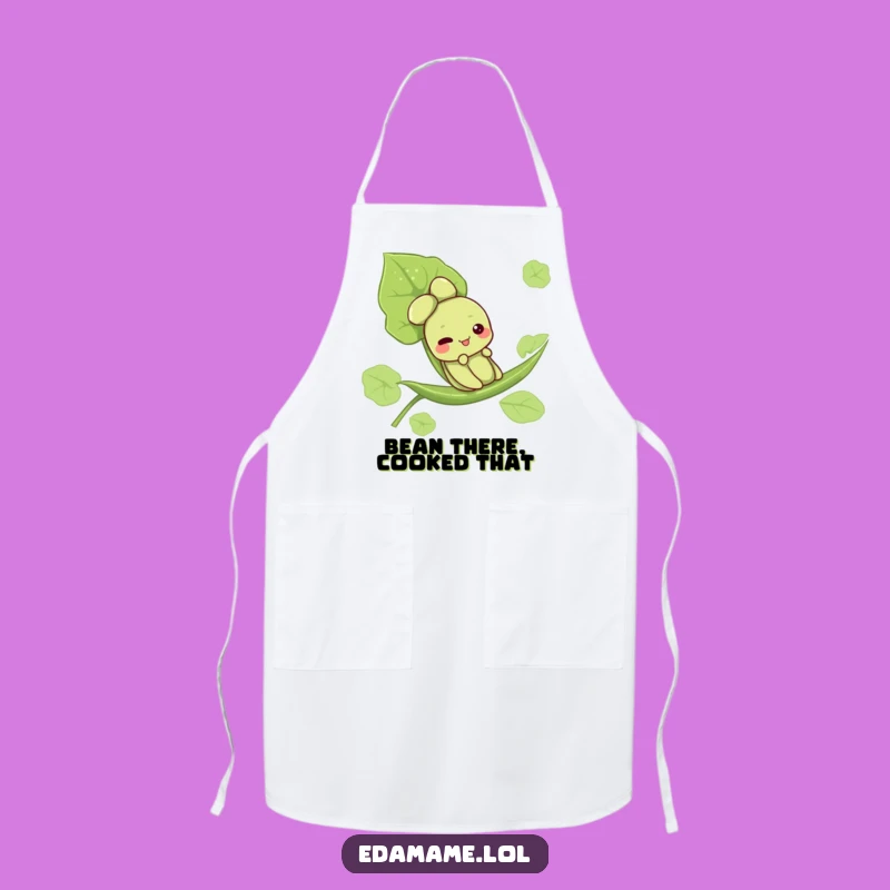 Funny Edamame Leaf Slide Apron - Cute Chef Character, Practical Funny Gift for Cooks