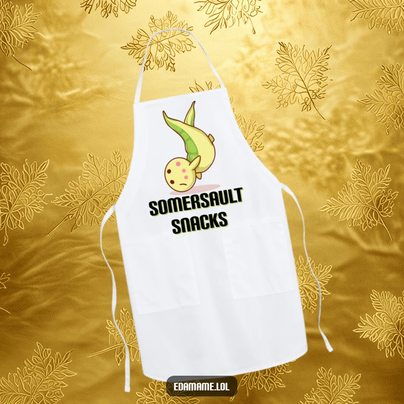Funny Apron: A single edamame bean in a playful somersault, adding a humorous and protective layer for kitchen adventures.