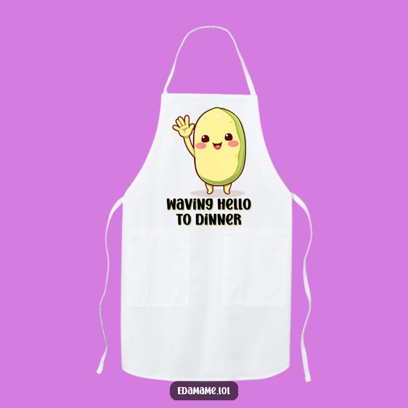 Funny Edamame Waving Apron: Cook with a Cheerful Hello