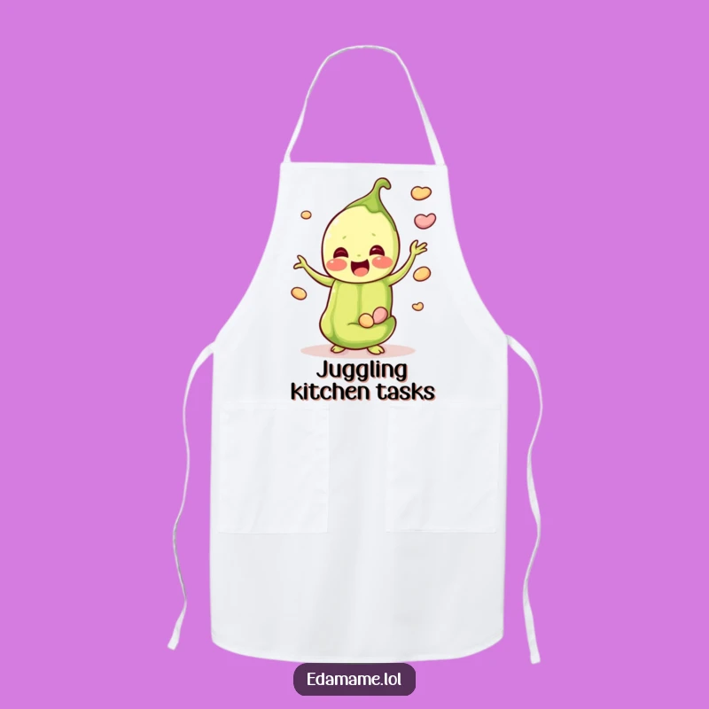 Funny Happy Edamame Juggler Apron - Joyful Chef Character, Practical Funny Gift for Cooks