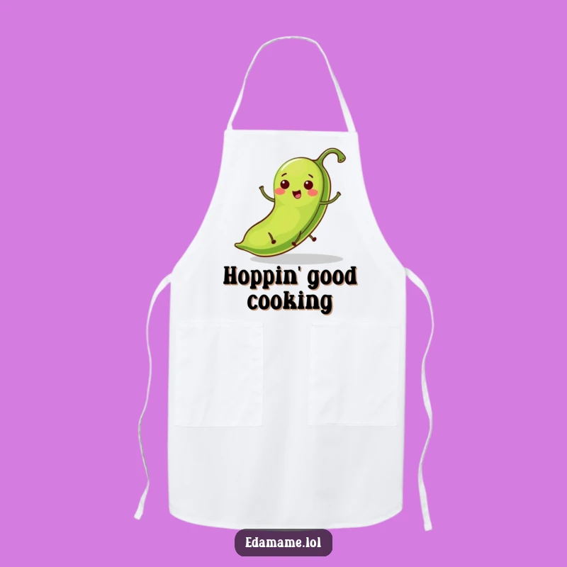 Funny Hopping Bean Pod Apron: Cook Up Laughs With This Green Character Design