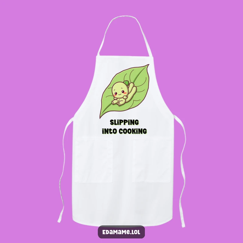 Funny Edamame Leaf Slide Apron: Humorous Kitchen Fun, Great Gift