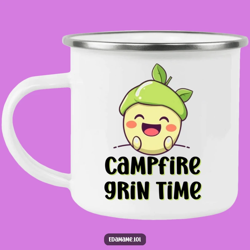 Funny Edamame Pod Grin Camping Mug: Mischief on the Go!