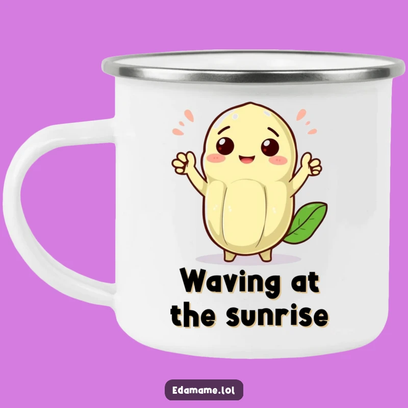 Friendly Waves Funny Edamame Pod Camping Mug: Your Cheerful Companion