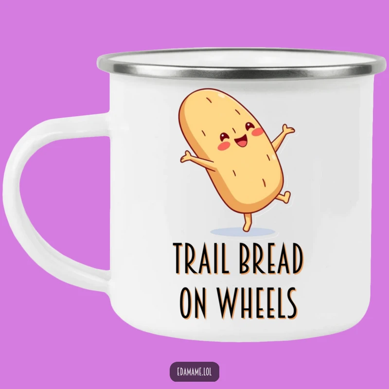 Funny Baguette Cartwheel Camping Mug: Crusty Outdoor Fun, Perfect Funny Gift!