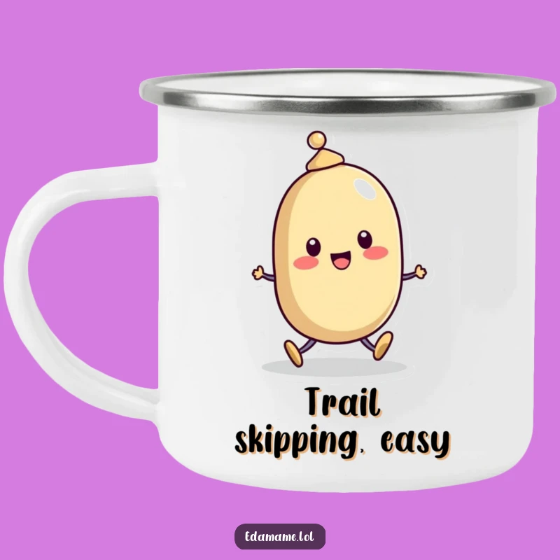 Funny Bean Character Hat Camping Mug: Adventure with a Skip!