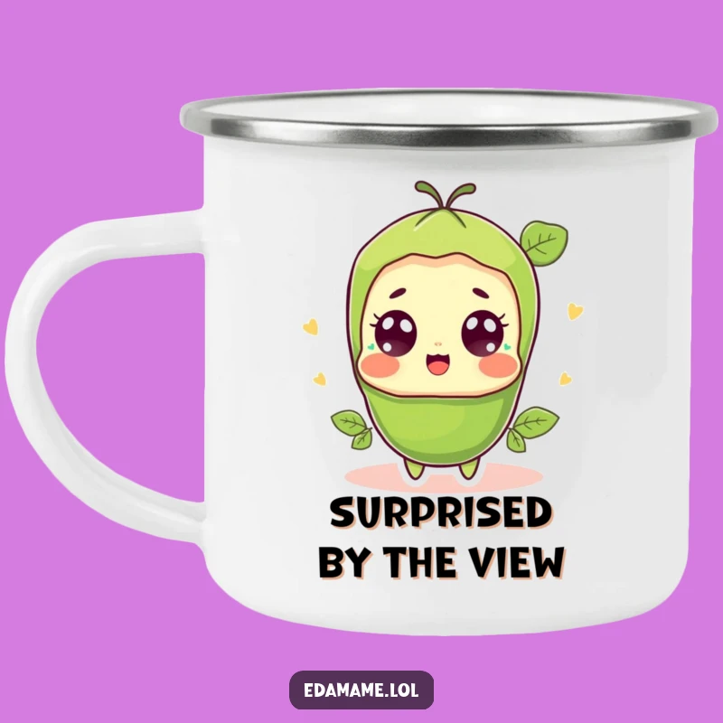 Funny Surprised Edamame Camping Mug - Outdoor Wide-Eyed Bean Cup Gift