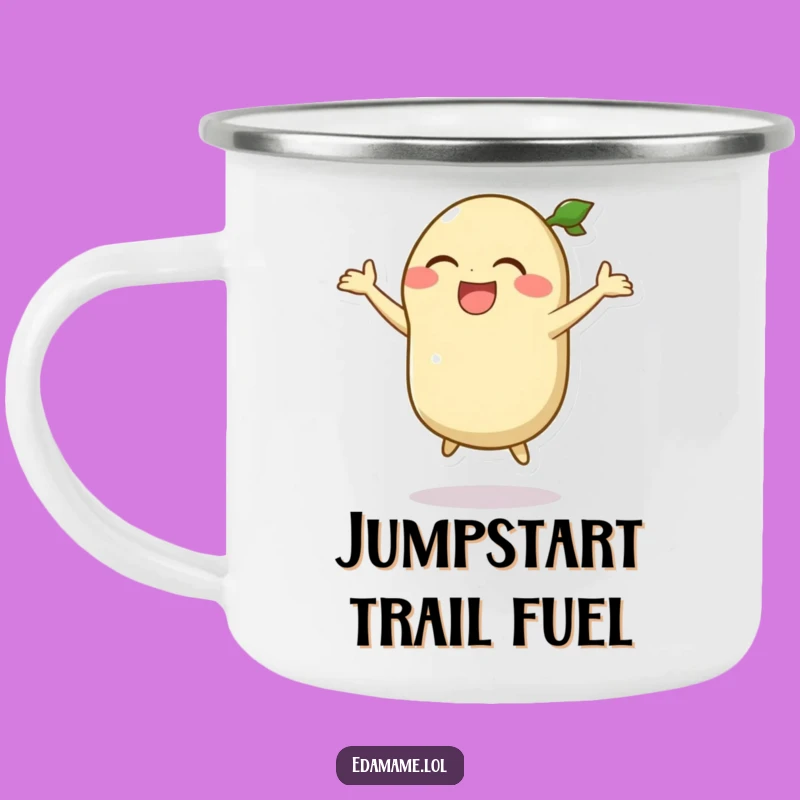 Funny Edamame Jump Camping Mug: Hilarious Bean Mug for Outdoor Fun!