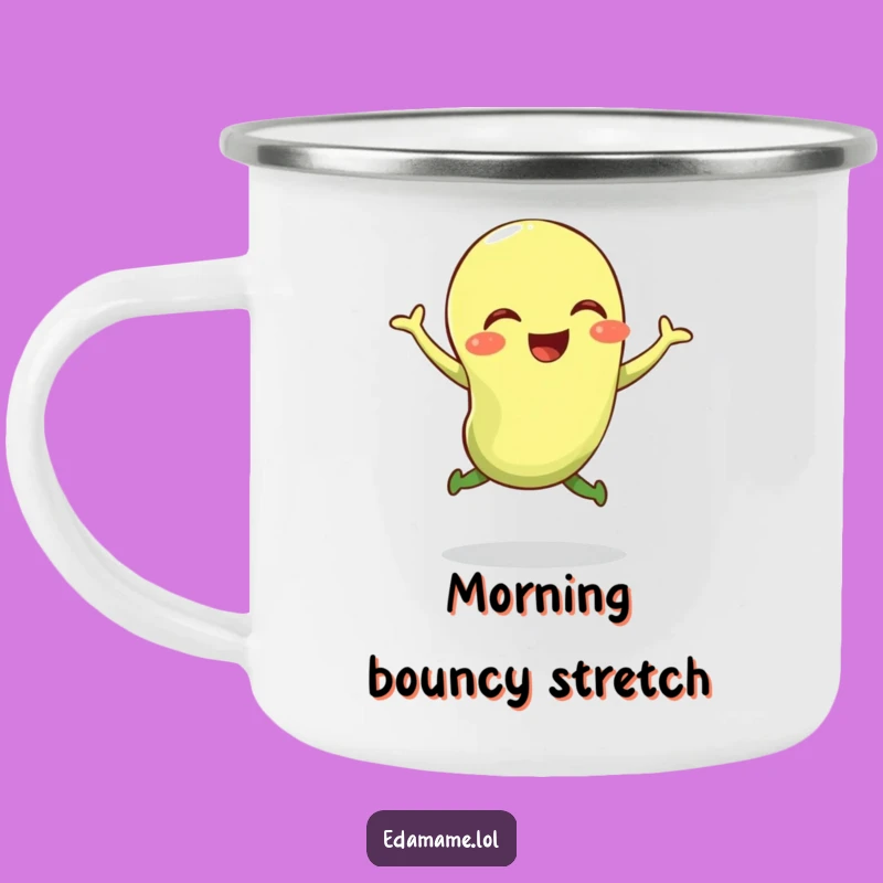 Funny Edamame Jump Camping Mug - Outdoor Giggling Bean Cup Gift