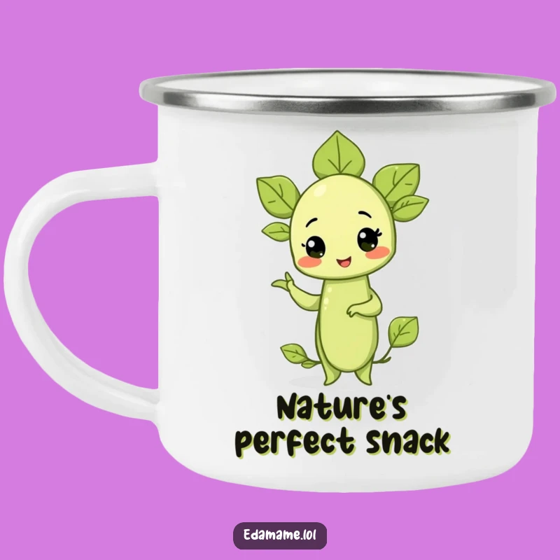 Funny Edamame Sprout Pose Camping Mug: Durable Veggie Humor for Outdoors