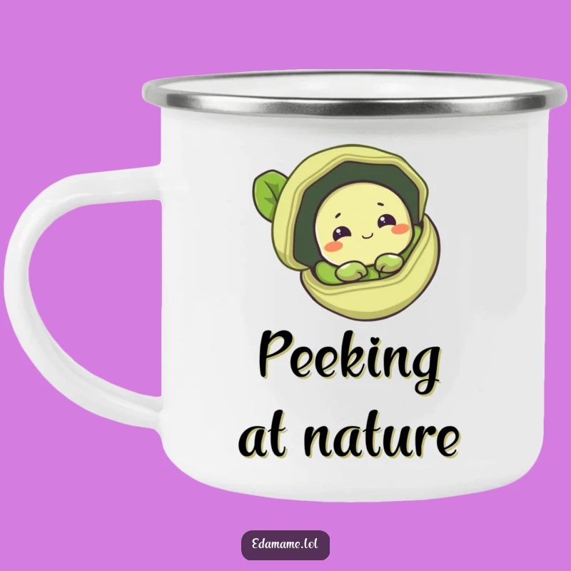 Funny Shy Edamame Bean Camping Mug - Gentle Outdoor Companion
