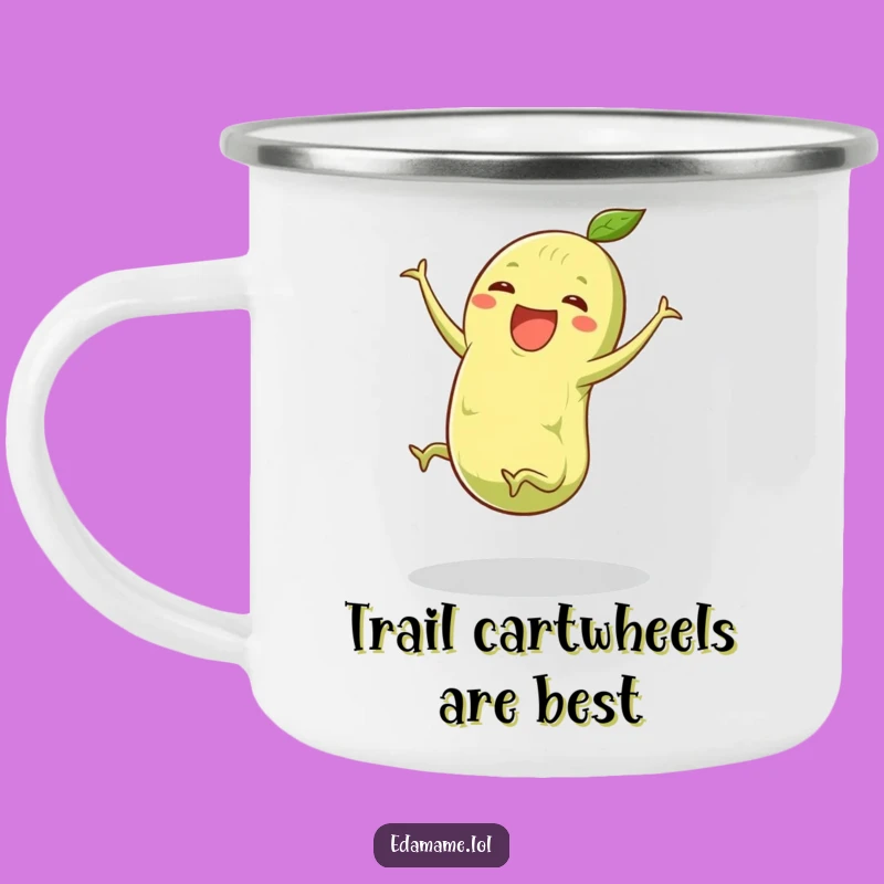 Funny Edamame Cartwheel Camping Mug: Fuel Adventures with Playful Energy