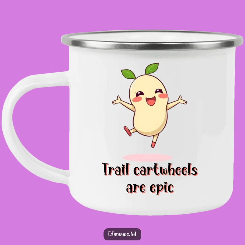 Funny Cartwheeling Edamame Bean Camping Mug - Trailblazing Joy