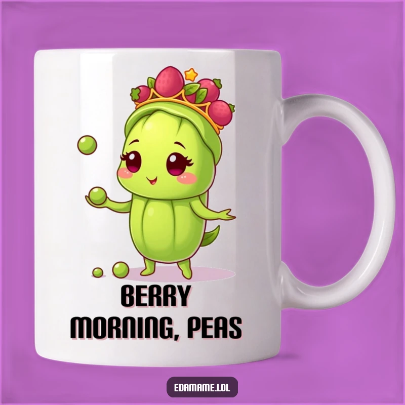 Funny Edamame Juggler Mug: Hilarious Berry Tiara Pod Gift!