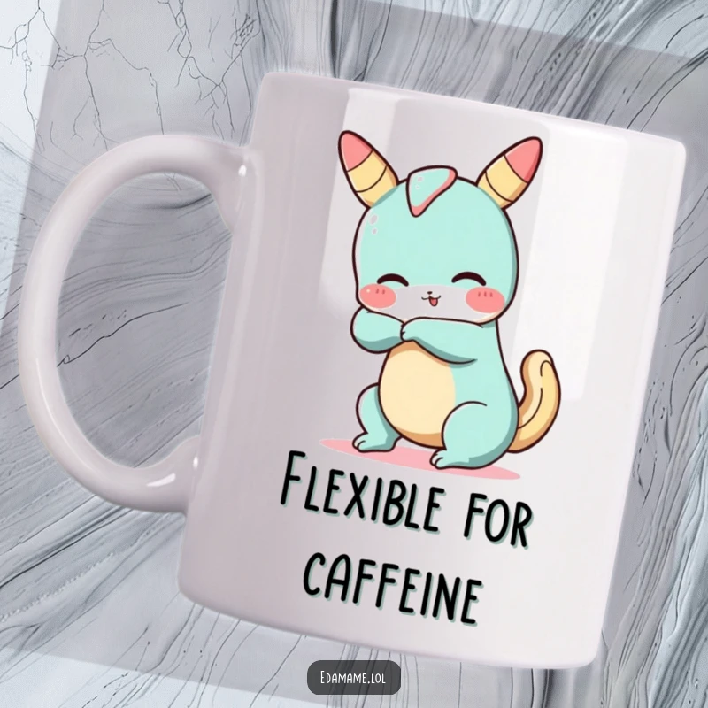 Funny Churro Mug: A silly, bendy churro character striking a humorous yoga pose, bringing joy and laughter to your coffee break.