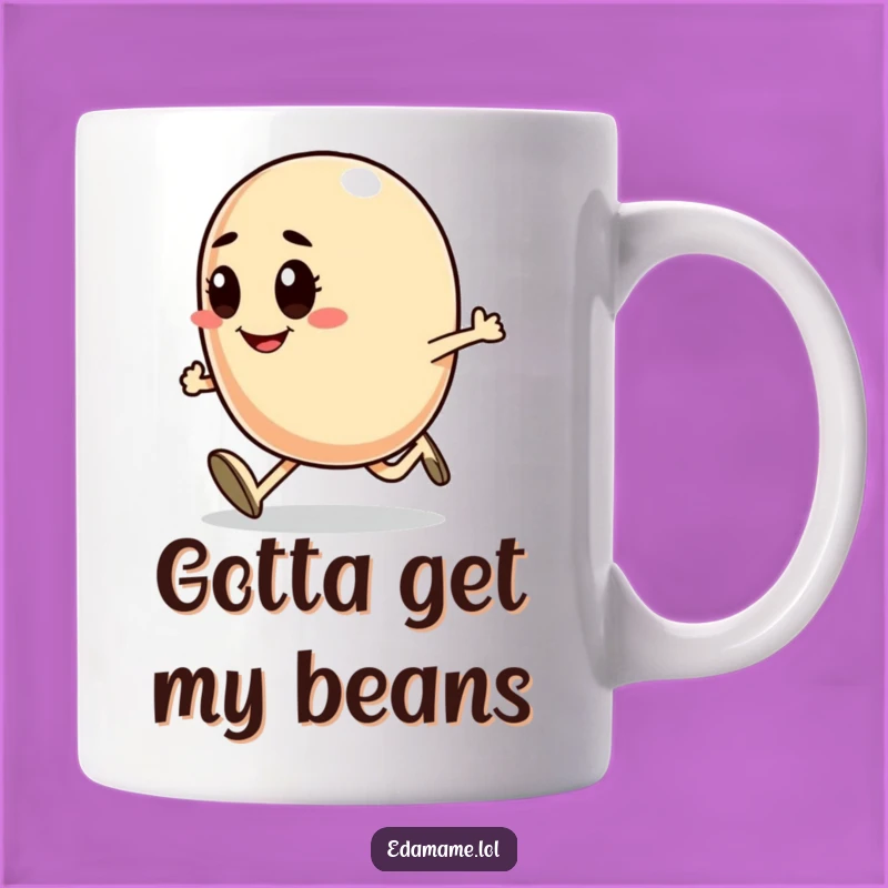 Funny Determined Bean Runner Mug - Smiling Character, Motivating Funny Gift for Athletes