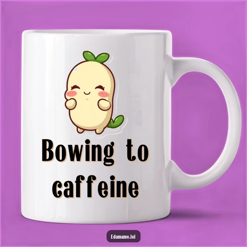 Funny Edamame Bow Mug: Polite Humor for Your Morning Brew