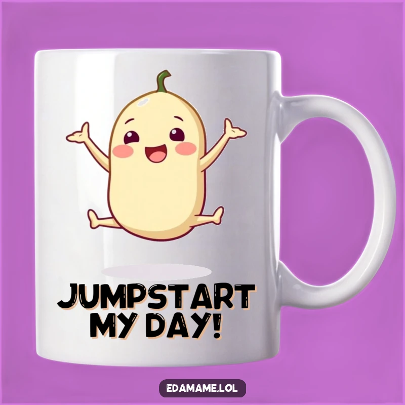 Funny Edamame Jump Mug - Happy Veggie Celebration Gift!