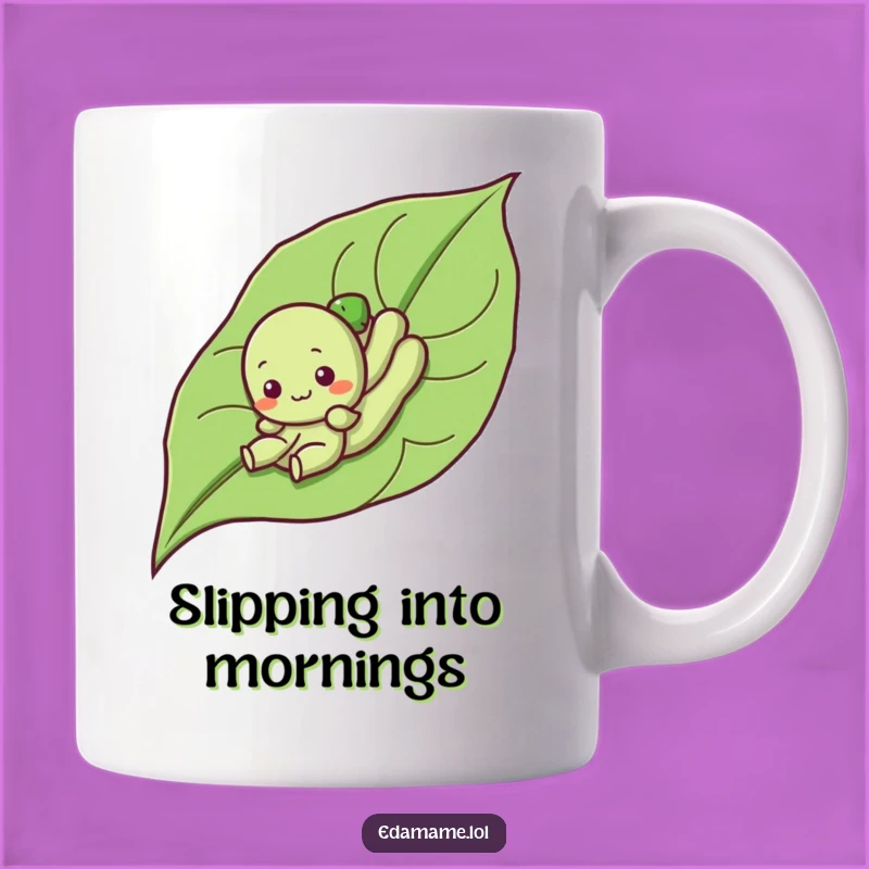 Funny Edamame Leaf Slide Mug: Cute Veggie Humor, Perfect Gift