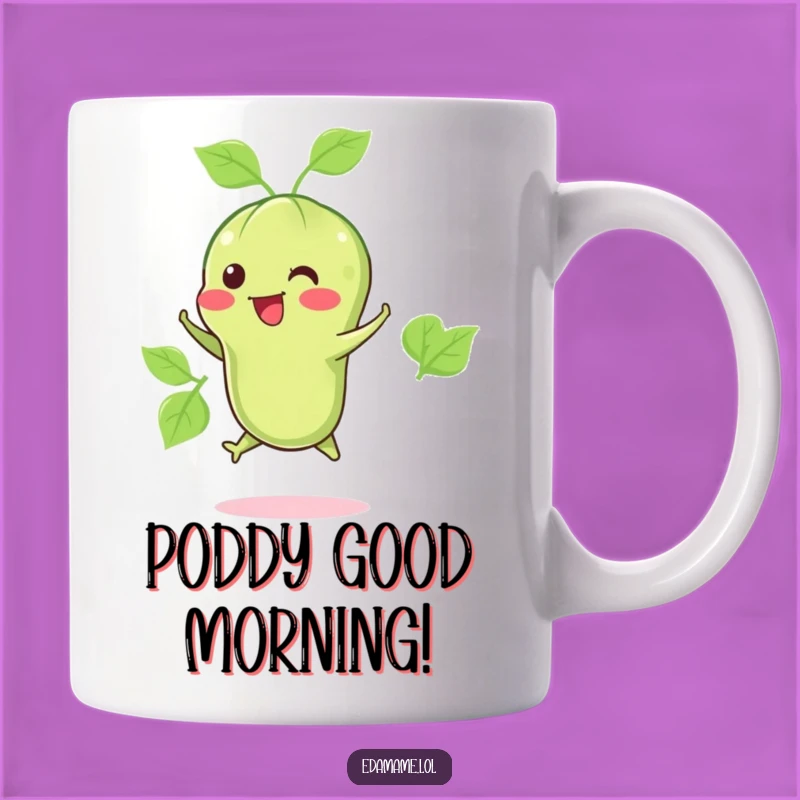 Funny Happy Edamame Jump Mug: Adorable Gift for Veggie Lovers