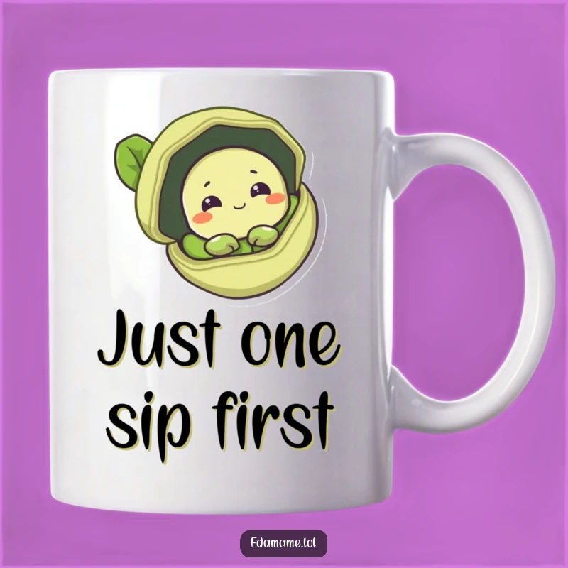Funny Shy Edamame Bean Mug - Peek-a-Boo Humor Gift