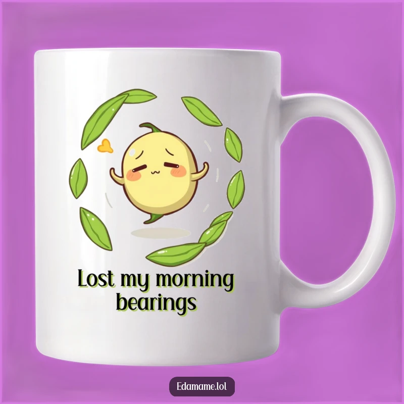 Funny Confused Edamame Mug - Dizzy Bean Pod Coffee Cup Gift
