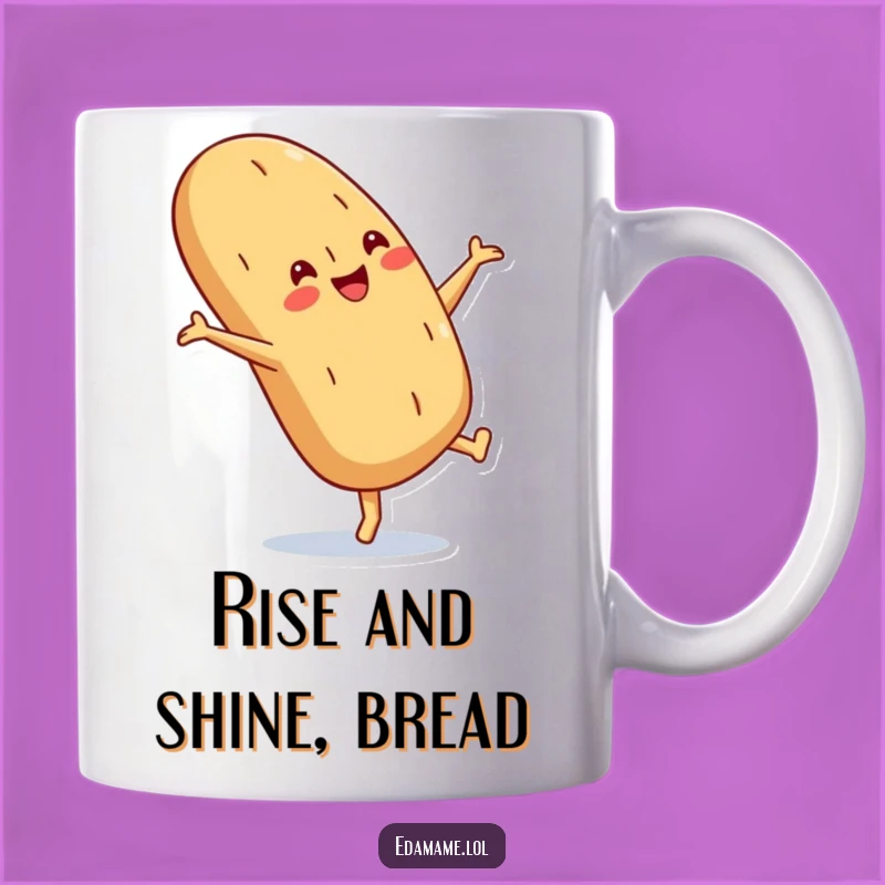 Funny Baguette Cartwheel Mug: Crusty Smile Delight, Perfect Funny Gift!
