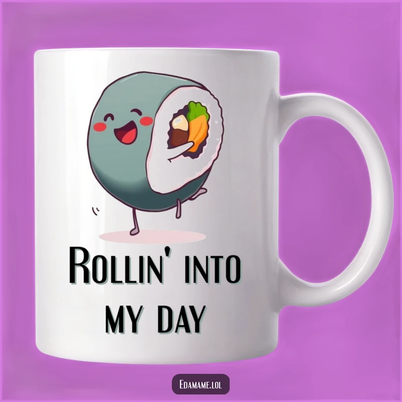Funny Sushi Cartwheel Roll Mug: Hilarious Japanese Food Gift for Sushi Lovers