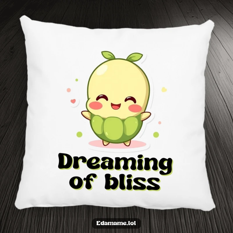 Funny Pillow: An edamame bean character overflows with joy, providing soft comfort and a cheerful, humorous decorative touch.
