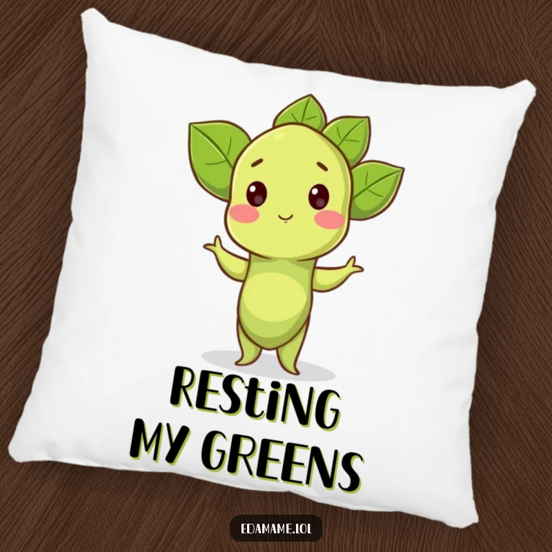 Funny Pillow: A proud edamame sprout strikes a pose, offering soft comfort and humorous charm.