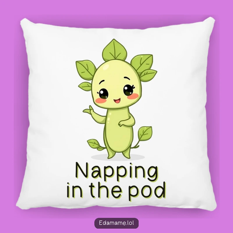 Funny Edamame Sprout Pose Pillow: Comfy Veggie Humor, Perfect Gift