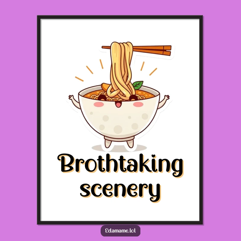 Funny Ramen Bowl Dancing Noodles Digital Art: Instant Joyful Decor Gift