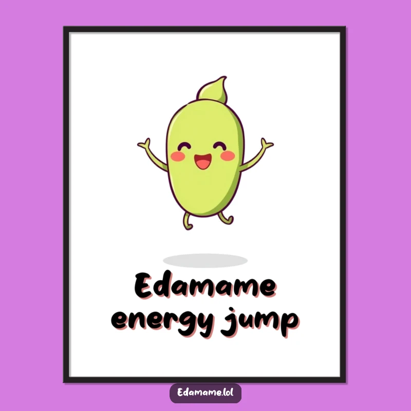 Funny Smiling Edamame Jump Digital Art - Instant Cheer!