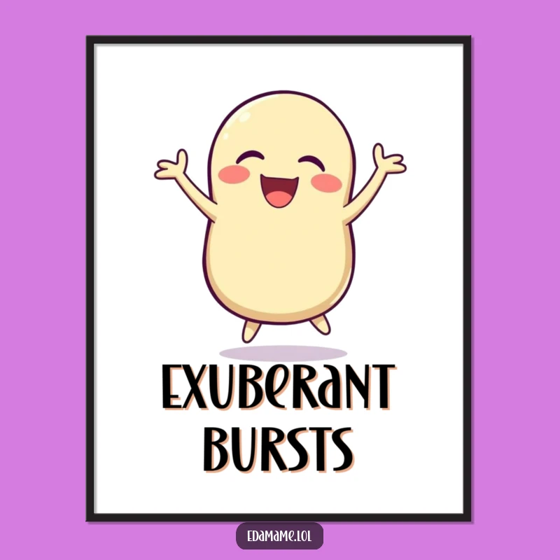 Funny Bean Pod Digital Print: Jumping Joy Art, a Hilarious Funny Gift