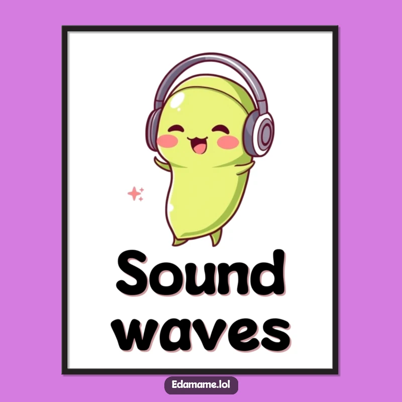 Funny Edamame DJ Digital Art: Bobbing Bean Vibes, Hilarious Wall Decor, Instant Gift