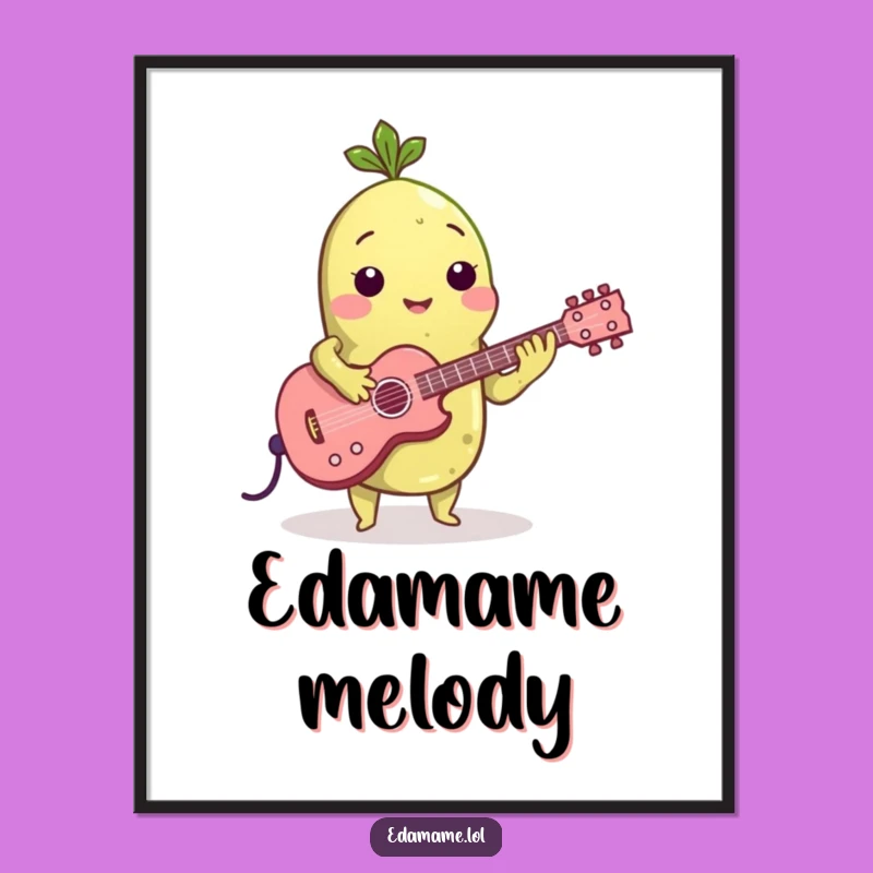 Funny Edamame Guitarist Digital Art: Instant Cool for Your Walls!