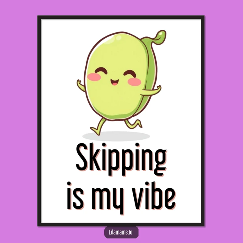 Funny Edamame Pod Digital Art: Instant Joyful Skipping Print