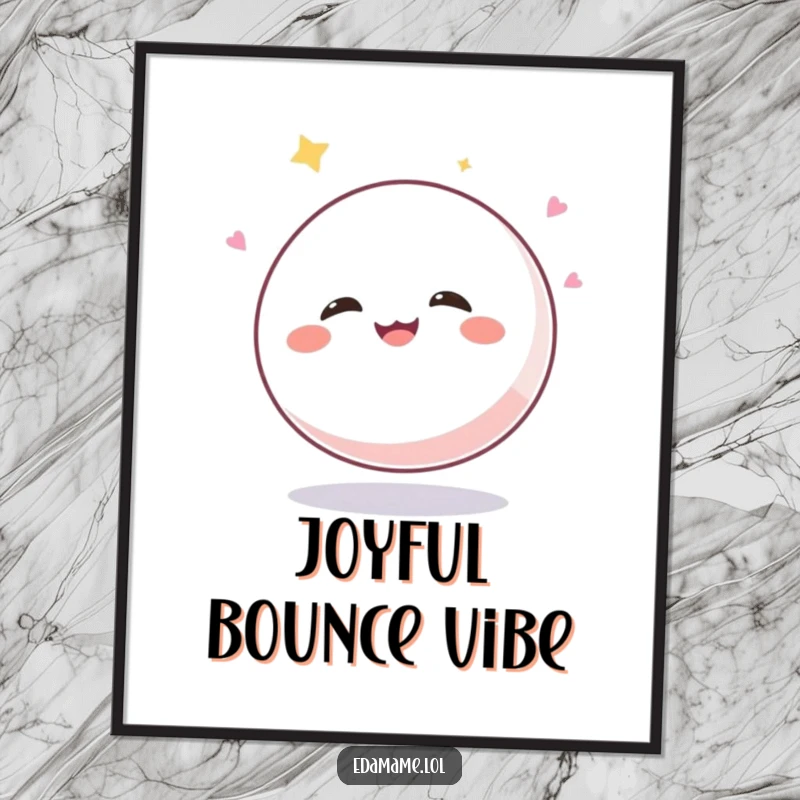 Funny Mochi Ball Digital Art Print: A vibrant illustration of a giggling mochi character bouncing joyfully, offering instant cheer.