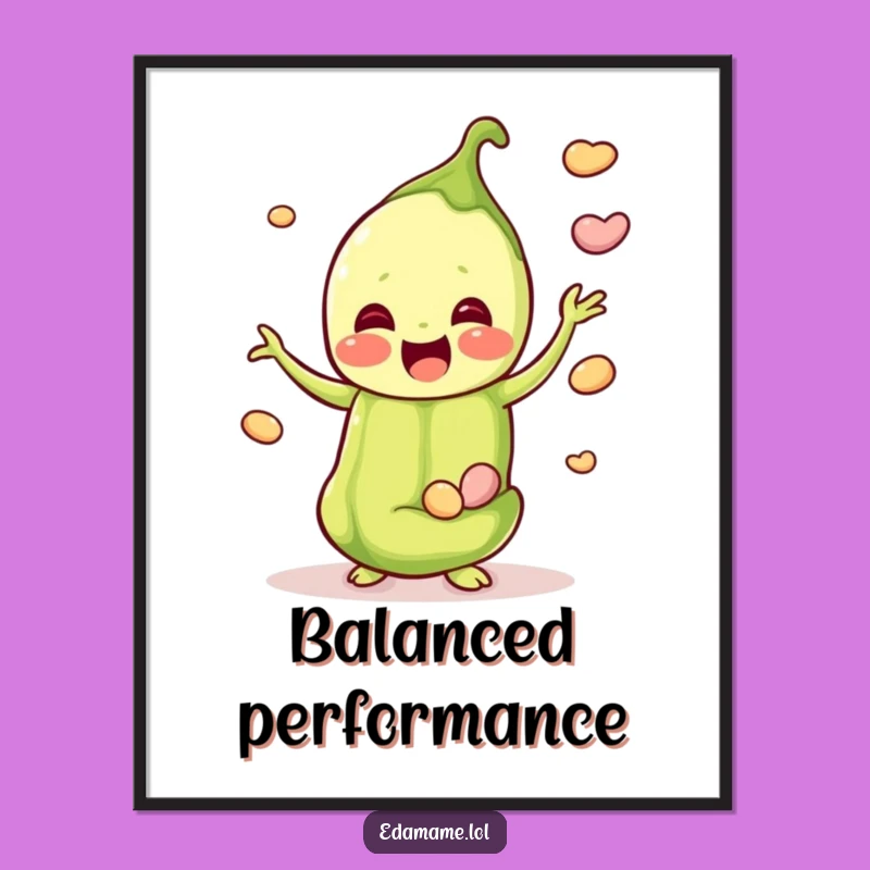 Funny Happy Edamame Juggler Digital Print - Joyful Pod Art, Instant Funny Gift Download