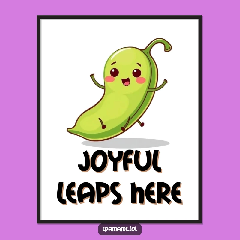 Funny Hopping Bean Pod Digital Art: Instant Joy With This Green Character