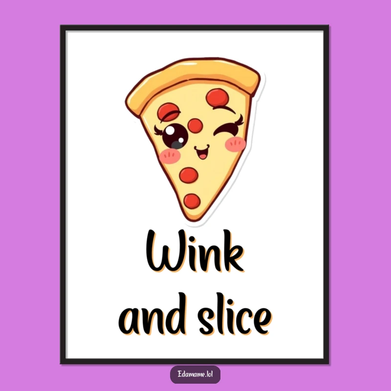 Funny Pizza Slice Wink Digital Art: Cheerful Pepperoni Decor, Instant Funny Gift!
