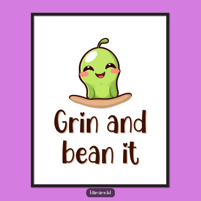Funny Grinning Edamame Digital Art: Instant Cheerful Decor