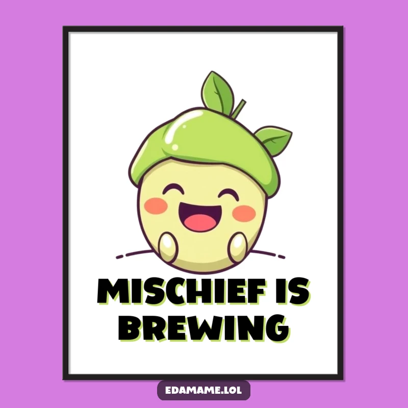 Funny Edamame Pod Grin Digital Art: Instant Mischievous Decor