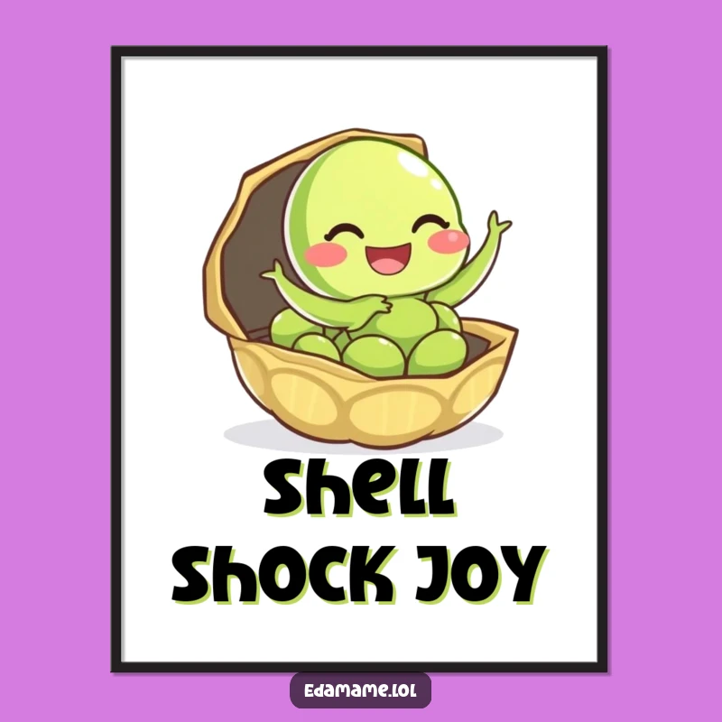 Funny Giggling Edamame Digital Art Print - Instant Joyful Pod Escape Decor & Gift