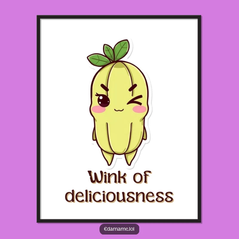 Funny Edamame Wink Digital Art Print - Instant Cheerful Bean Wall Decor & Gift