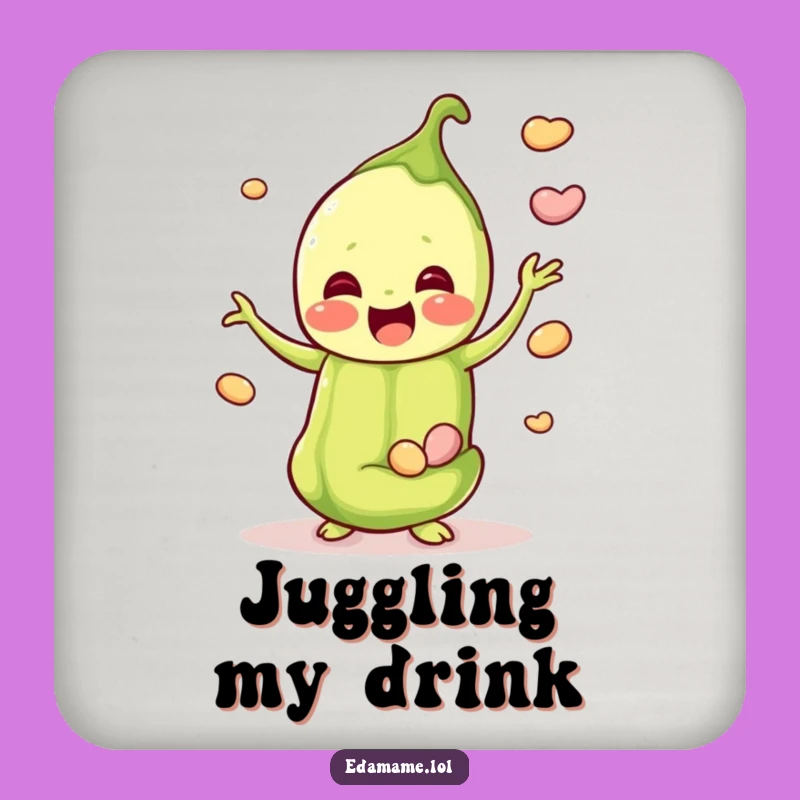 Funny Happy Edamame Juggler Coaster - Joyful Pod Decor, Unique Funny Gift
