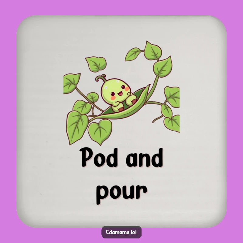 Funny Pea Pod Vine Slide Drink Coaster - Protect Surfaces with Hilarious Green Charm